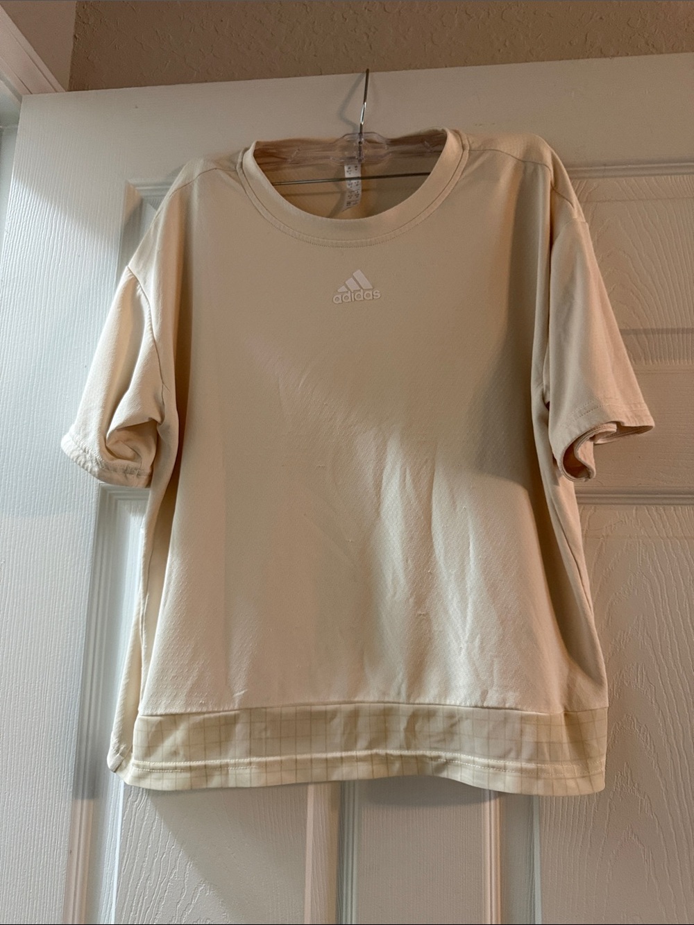 adidas Short Sleeve Crewneck Tee in Light Cream